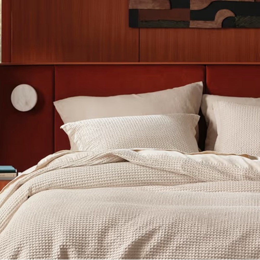 100% Cotton Waffle Weave Duvet and Sham Set, King